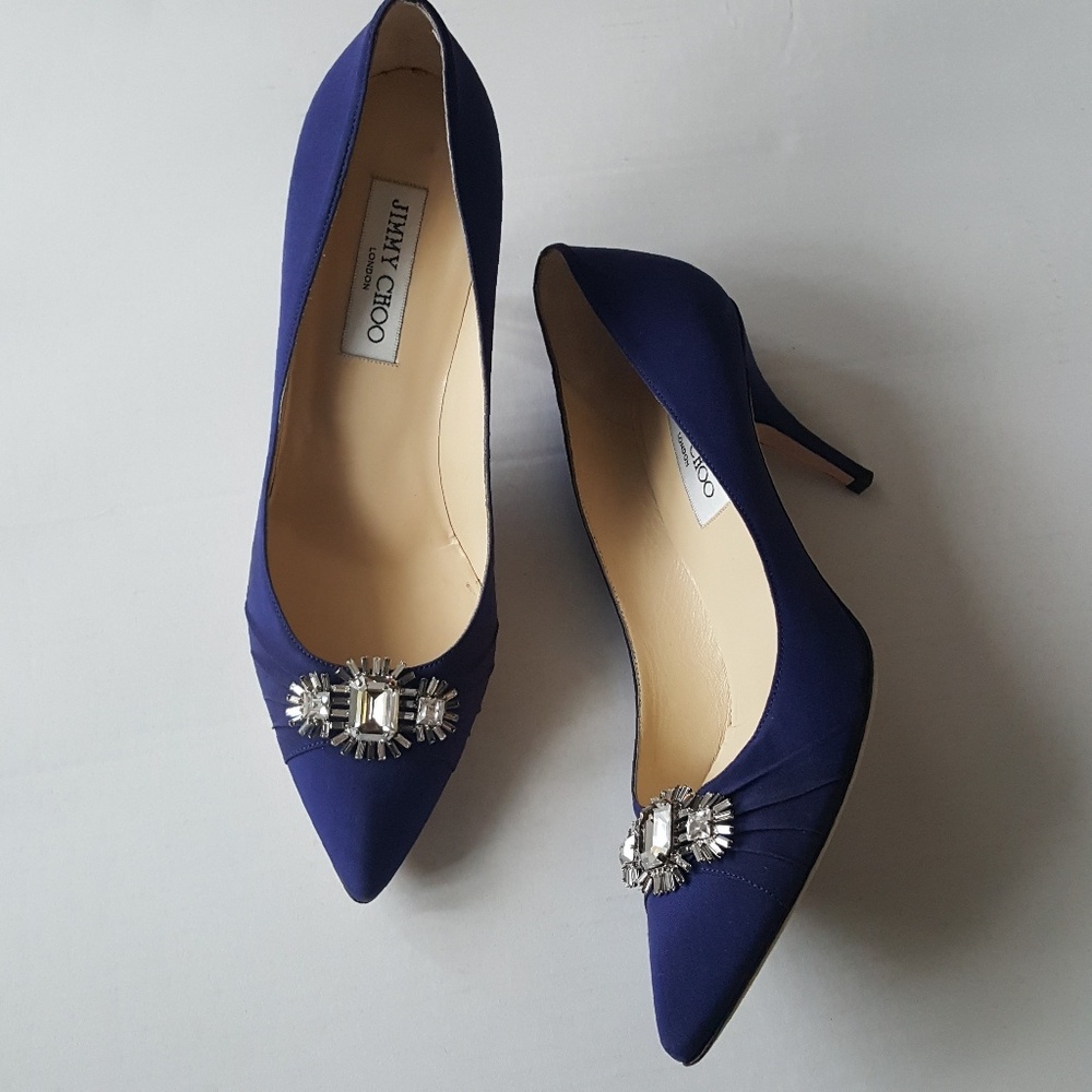 Jimmy Choo Blue Heels with Swarovski Crystals